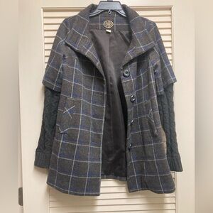 Anthropologie Idra Wool Blend Coat Plaid Button Front size 2